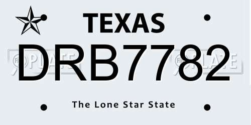 DRB7782 Texas License Plate