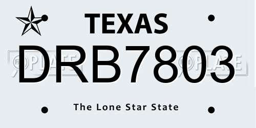 DRB7803 Texas License Plate