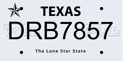 DRB7857 Texas License Plate