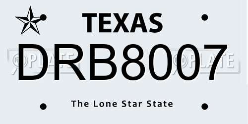 DRB8007 Texas License Plate