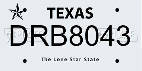 DRB8043 Texas License Plate