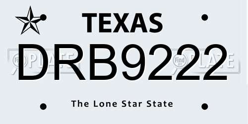 DRB9222 Texas License Plate