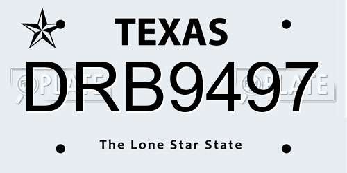 DRB9497 Texas License Plate