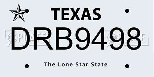 DRB9498 Texas License Plate