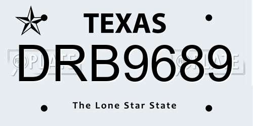 DRB9689 Texas License Plate