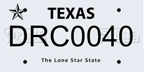 DRC0040 Texas License Plate