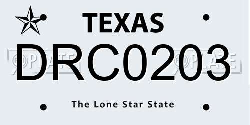 DRC0203 Texas License Plate