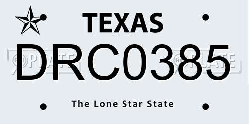 DRC0385 Texas License Plate