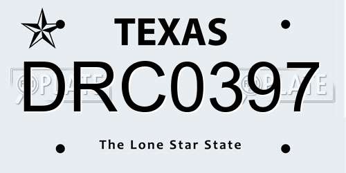 DRC0397 Texas License Plate