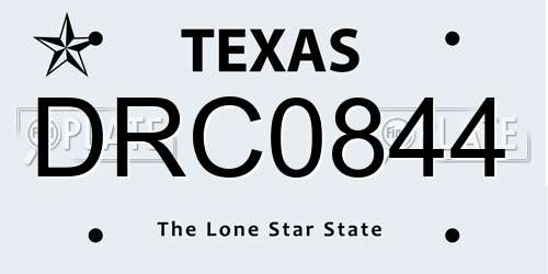 DRC0844 Texas License Plate