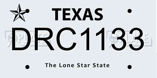DRC1133 Texas License Plate