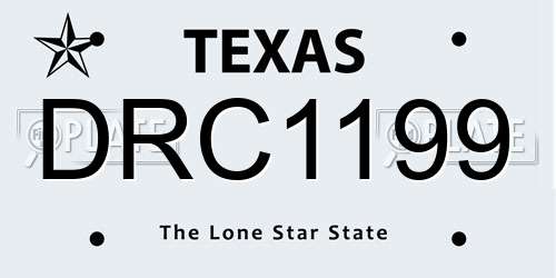 DRC1199 Texas License Plate