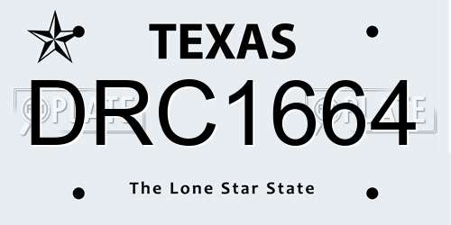 DRC1664 Texas License Plate