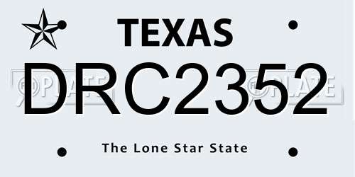 DRC2352 Texas License Plate