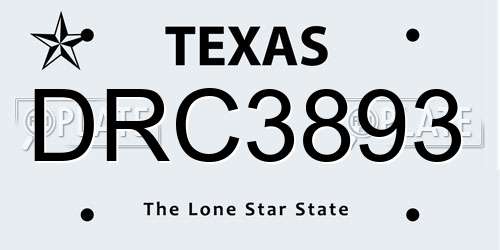 DRC3893 Texas License Plate