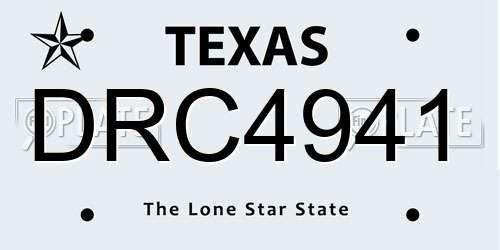 DRC4941 Texas License Plate