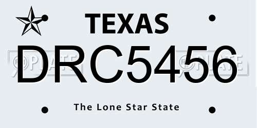 DRC5456 Texas License Plate