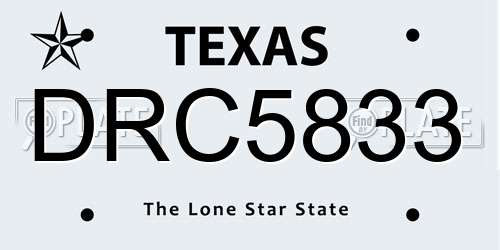 DRC5833 Texas License Plate