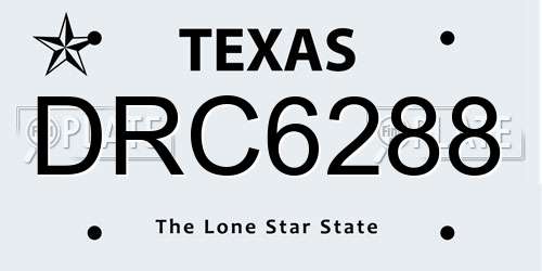 DRC6288 Texas License Plate