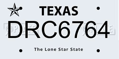 DRC6764 Texas License Plate
