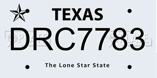 DRC7783 Texas License Plate