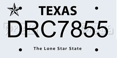 DRC7855 Texas License Plate