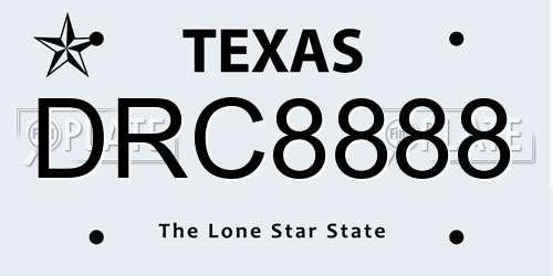 DRC8888 Texas License Plate