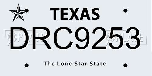 DRC9253 Texas License Plate
