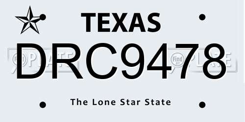DRC9478 Texas License Plate