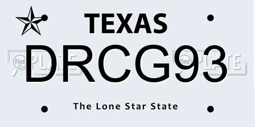 DRCG93 Texas License Plate