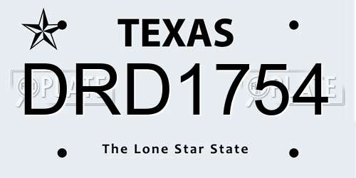 DRD1754 Texas License Plate