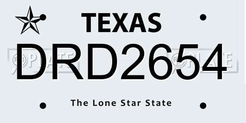 DRD2654 Texas License Plate
