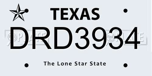 DRD3934 Texas License Plate
