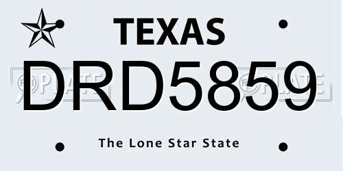 DRD5859 Texas License Plate