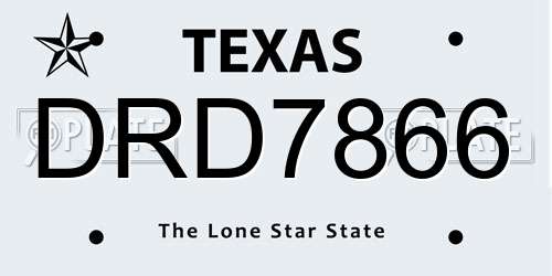 DRD7866 Texas License Plate
