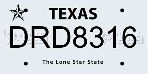 DRD8316 Texas License Plate