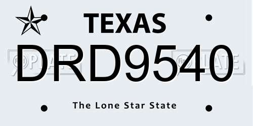 DRD9540 Texas License Plate