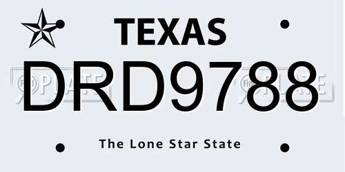 DRD9788 Texas License Plate