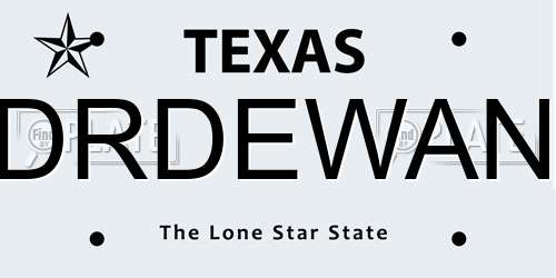 DRDEWAN Texas License Plate