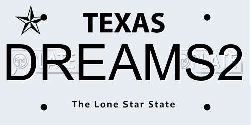 DREAMS2 Texas License Plate
