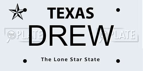 DREW Texas License Plate