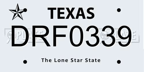 DRF0339 Texas License Plate