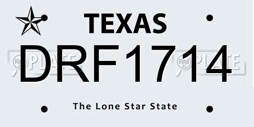 DRF1714 Texas License Plate