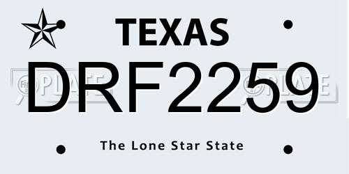 DRF2259 Texas License Plate
