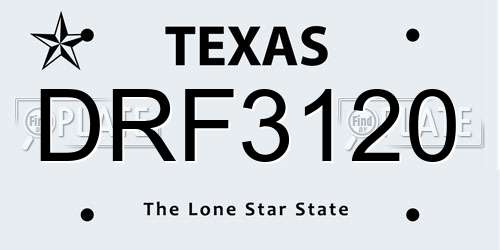 DRF3120 Texas License Plate