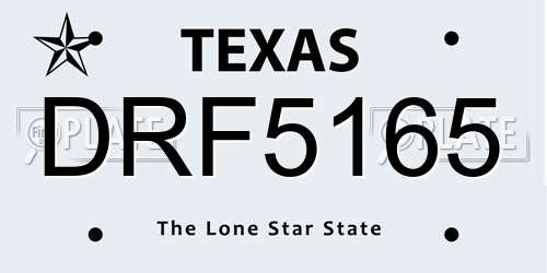 DRF5165 Texas License Plate