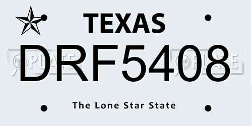 DRF5408 Texas License Plate