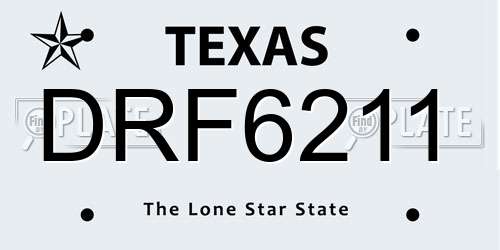 DRF6211 Texas License Plate