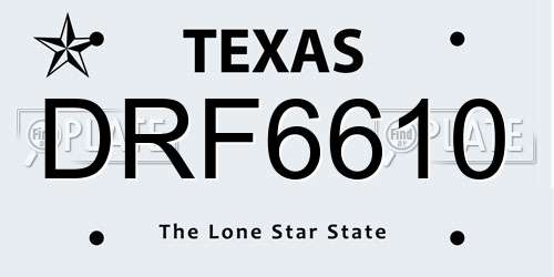 DRF6610 Texas License Plate