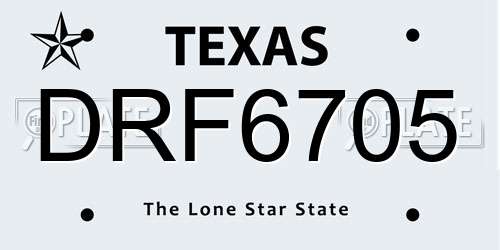 DRF6705 Texas License Plate